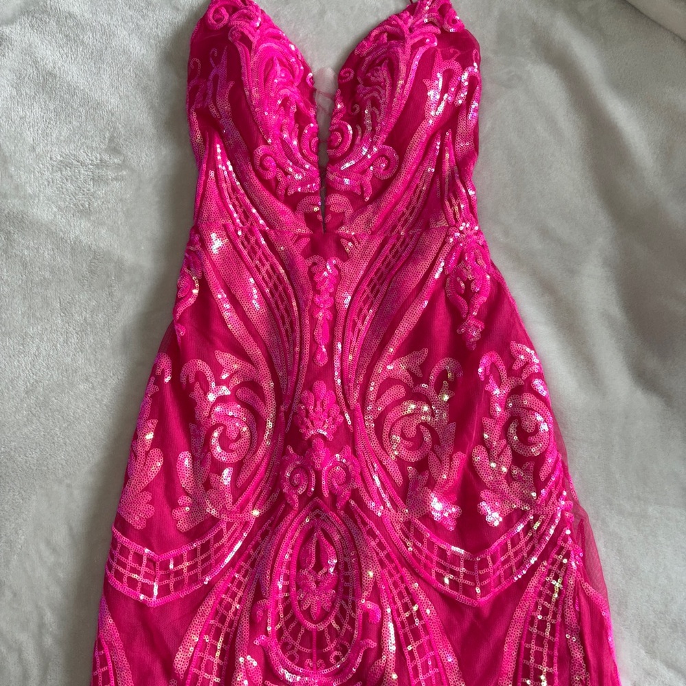Hot Pink Sequin Embellished Dress sz 8